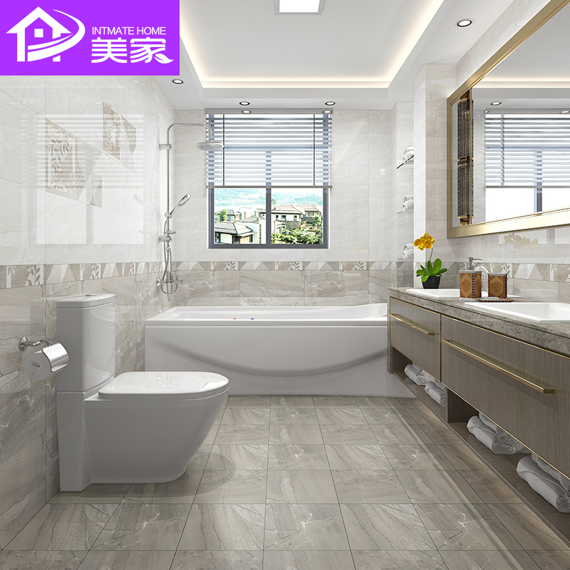 Simple modern kitchen powder room tiles 300x600 wall tiles Imitation marble thickened tiles non-slip floor tiles