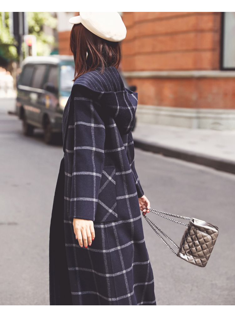2018 thu đông mới đầy đủ len hai mặt áo len kẻ sọc cashmere nữ dài khí chất len ​​hoang dã áo khoác zara nữ