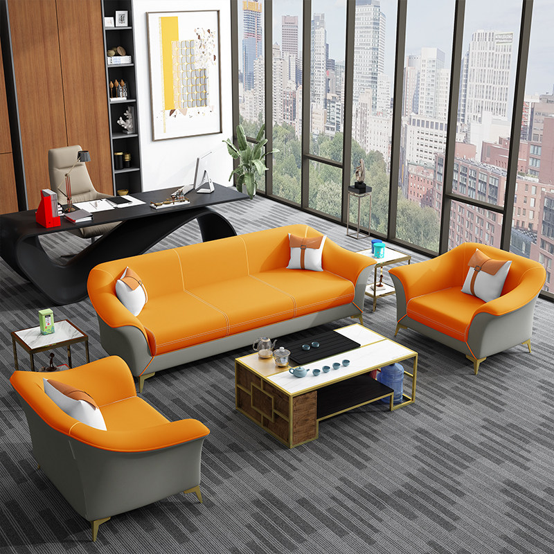 Italian light luxury minimalist office sofa coffee table combination simple modern negotiation reception area business leisure three people