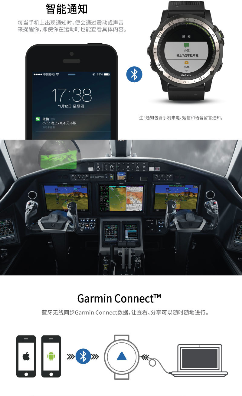Đồng hồ đeo tay thể thao ngoài trời Garmin Garmin D2 Charlie - Giao tiếp / Điều hướng / Đồng hồ ngoài trời đồng hồ điện tử casio