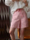 ກາງເກງແອວສູງ slimming ສັ້ນ linen ບໍລິສຸດ