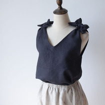 Free sensation unbribed small crowdsourced vacuum linen lining cool vest French linen minimalist lace with sleeveless blouse