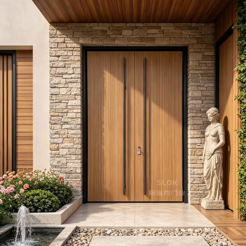 Explosion-Proof Cast Aluminum Door, Villa Entrance Door, Double-Opening Modern Faux Wood Grain Entry Door for Rural Self-Built Houses Explosion-Proof Cast Aluminum Door, Villa Entrance Door, Double-Opening Modern Faux Wood Grain Entry Door for Rural Self-Built Houses