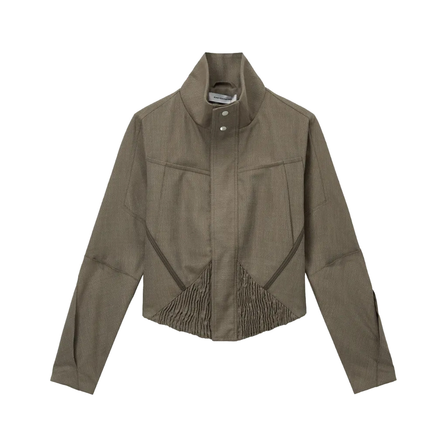 Kiko Kostadinov Zafar Khaki Stand-Up Collar Wool Jacket Custom 