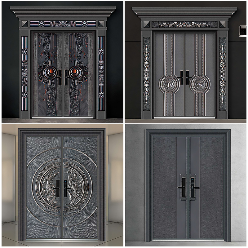 Cast aluminum door explosion-proof door child mother door anti-theft door villa door double switch entry door manufacturer Zhejiang Qi custom entry door