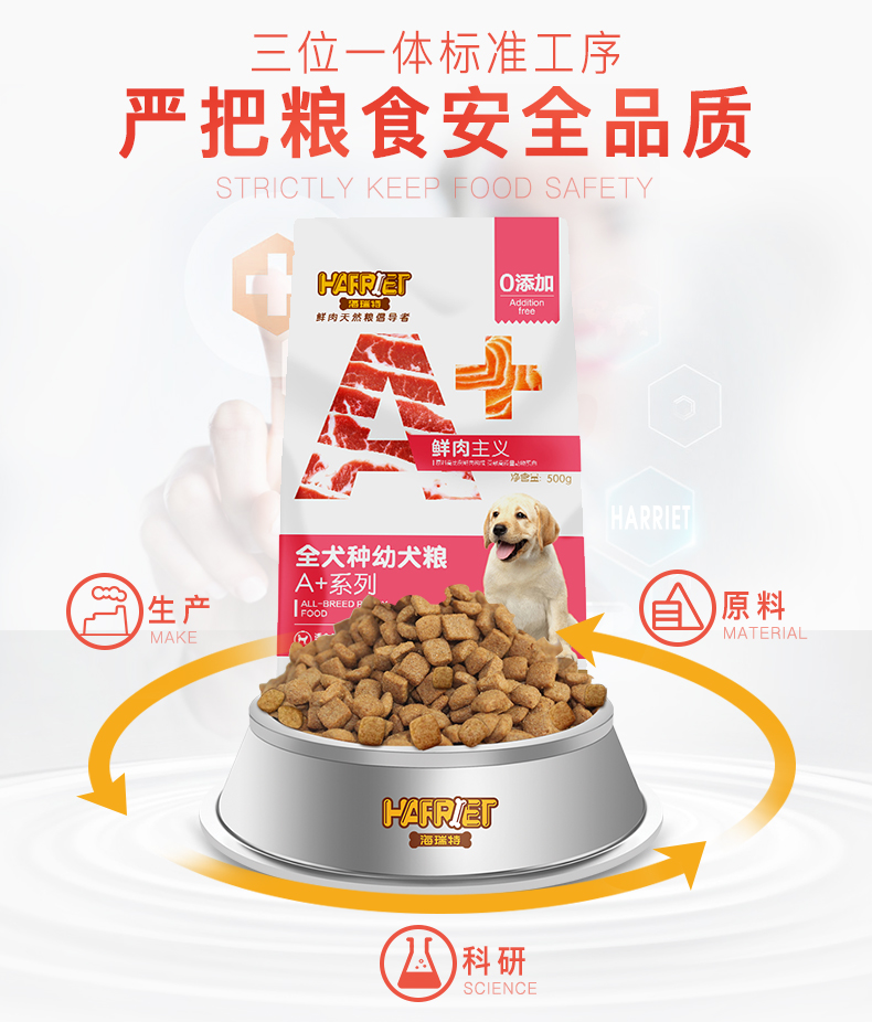 Thức ăn cho chó Hairuite Teddy VIP Jinmaosamo chó con thức ăn cho chó nói chung A + thịt tươi 1 kg - Chó Staples thức an cho chó con