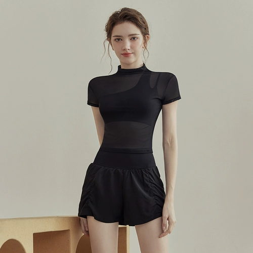 Летняя одежда для йоги, спортивный костюм для спортзала для тренировок, короткий рукав, для бега