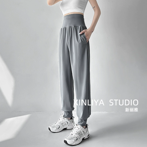 Быстросохнущие летние тонкие осенние штаны для спортзала для отдыха, для бега, высокая талия, оверсайз