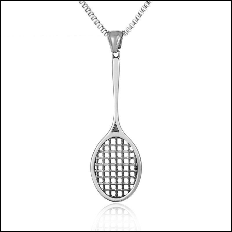 Badminton Sports Perimeter Minimalist Fashion Titanium Steel Necklace Hung Pendant Pendant Tide Male lovers Stainless Steel Hanging Ornament