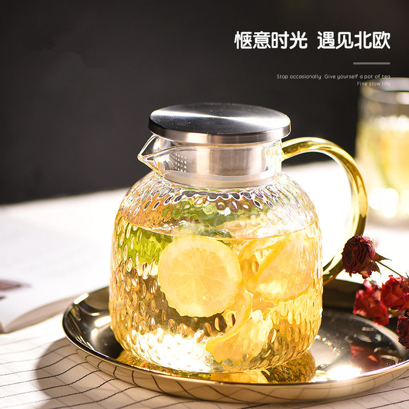 Kettle high temperature resistant cold kettle glass cold water cup household teapot cool white boiling water cup set large capacity cold kettle