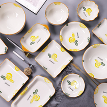 Nordic dishes home Net red dishes ceramic dishes plate creative fruit plate square Japanese tableware set