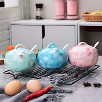 Japanese chili oil tank ceramic seasoning tank household kitchen oil Salt Tank single seasoning box creative kitchen seasoning tank
