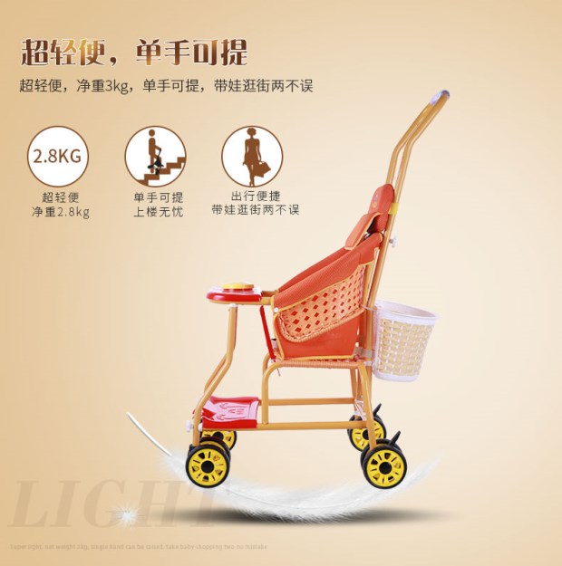 Em bé đan xe đẩy mây mây xe đẩy bốn mùa em bé xe đẩy nhẹ em mây ghế đẩy tay - Xe đẩy / Đi bộ xe đẩy cho bé tập đi
