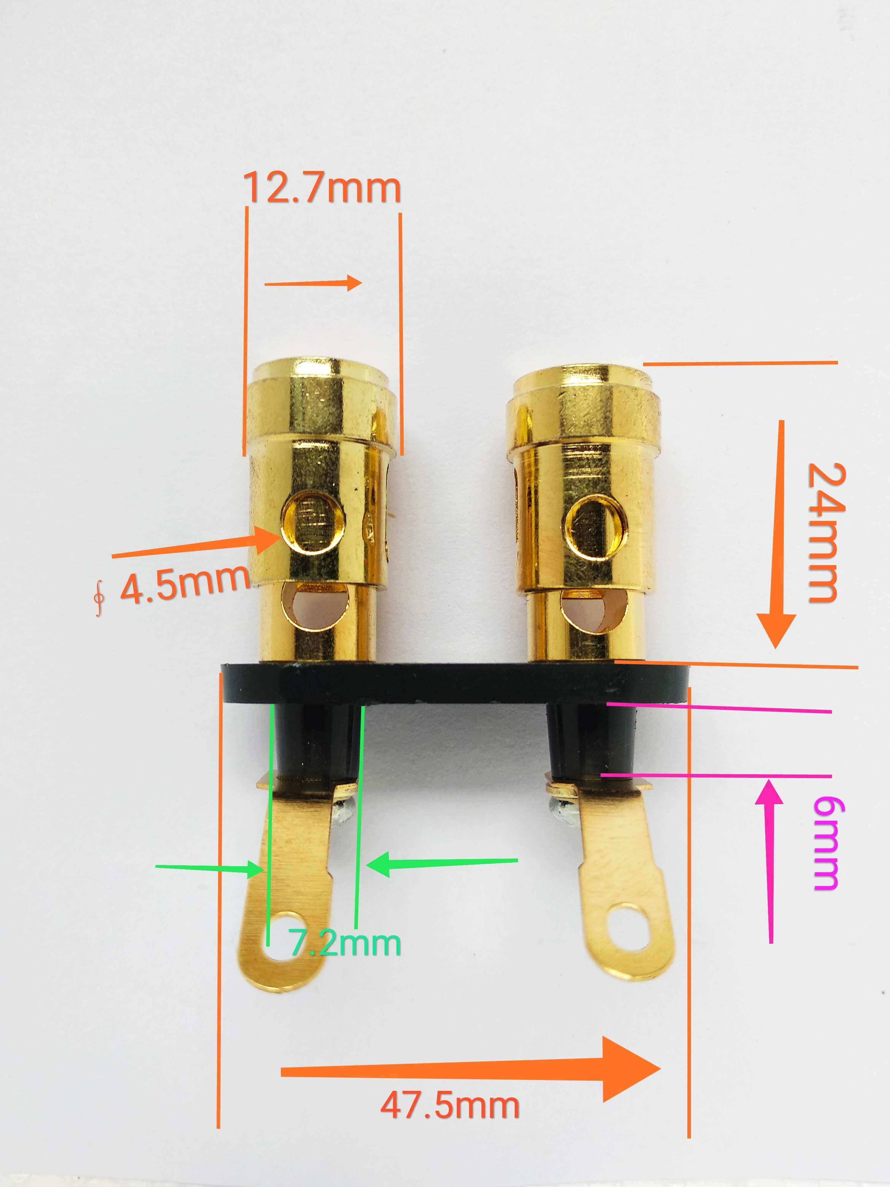 Large pure copper gold-plated press-type spring horn amplifier audio terminal with rubber plate terminal self-locking press fast