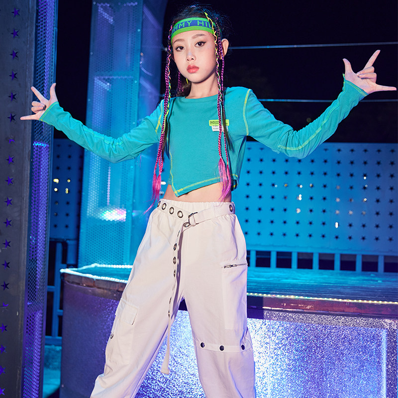 Girl Net Red Street Dance Suit Children Autumn Winter New Jazz Dance Play Out Girl Boomer Dancer Dance Practice