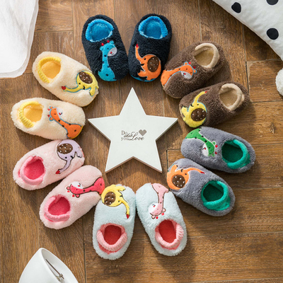 保暖防滑可爱卡通儿童棉拖鞋