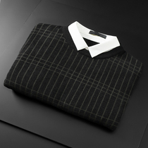 Fake two sweater men winter Korean trend shirt collar sweater personality solid color lead long sleeve base shirt