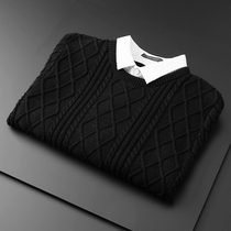 Fake two sweater mens 2021 New shirt collar mens knitted Korean autumn and winter loose handsome thick long sleeve tide