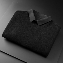 Fake two sweater men winter New Korean shirt collar shirt fake collar long sleeve loose thick base shirt