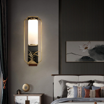 All copper new Chinese style wall lamp living room TV background wall lamp bedroom bedside lamp modern Chinese style study staircase lamp