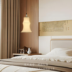 〖Bamboo Knot〗 Silk Chandelier in Song-Style Aesthetics, Bedside Chandelier, Living Room Background Wall Decorative Lamp, Designer Atmosphere Lamp
