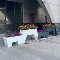 Outdoor Commercial Street Green Plant Florator Combo Mall Opening Featured Flower Pot Custom Square Personality Styling Vase
