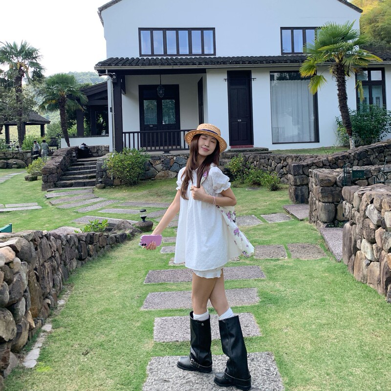 Threesan "Jeju Island" Korean-Style Soft Embroidered Doll Collar Puff Sleeve Suit, Summer Loose Women's Suit Threesan "Jeju Island" Korean-Style Soft Embroidered Doll Collar Puff Sleeve Suit, Summer Loose Women's Suit