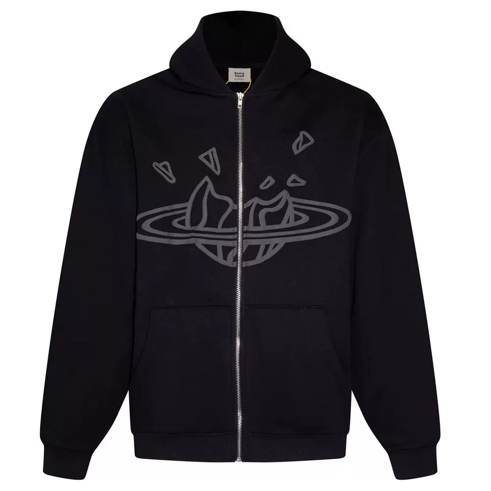 Худи флис (BROKEN PLANET BUSTER) oversize на молнии, американский стиль — чёрный или серый, S–XL