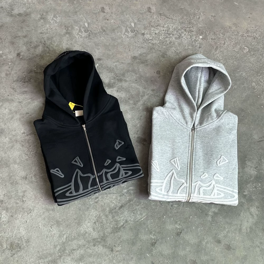 Худи флис (BROKEN PLANET BUSTER) oversize на молнии, американский стиль — чёрный или серый, S–XL