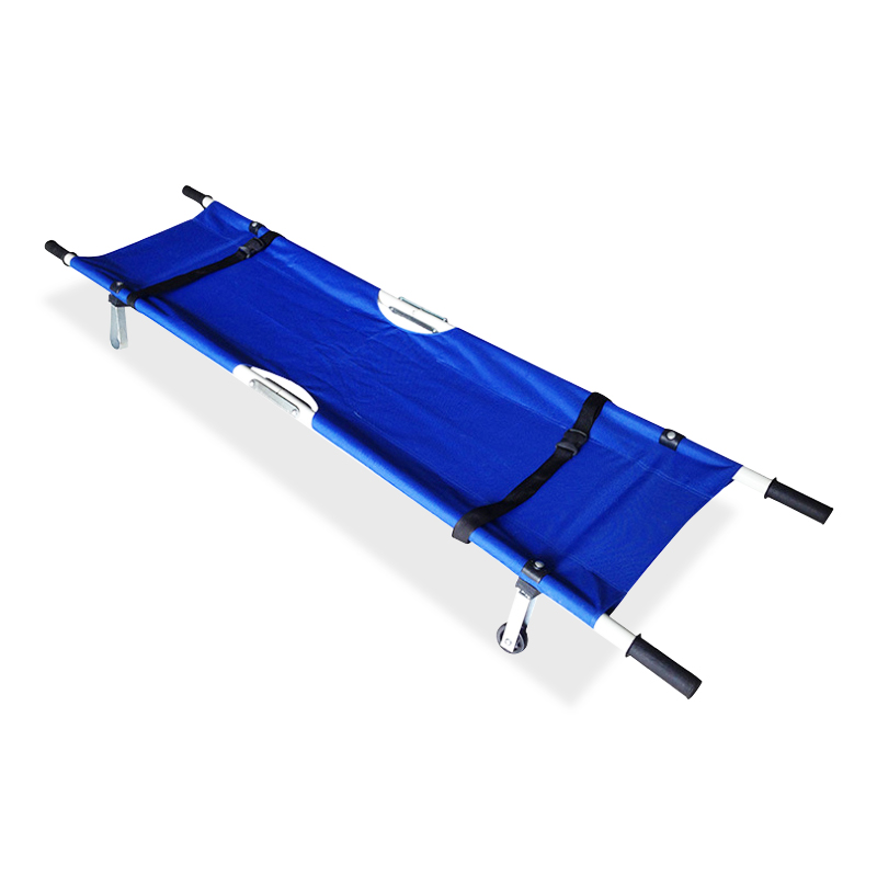 Fire Emergency Rescue Raw Stretcher Folding Steel Medical Wounded Stretcher Emergency Belt Wheel Stretcher Property Pool