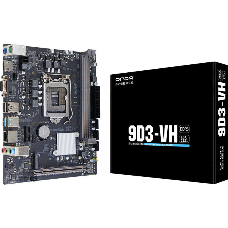 Onda 9D3-VHデスクトップコンピュータマザーボードは、デュアルチャネルDDR3メモリを搭載し、第6世代/第7世代/第8世代/第9世代のLGA1151 CPUをサポートします。