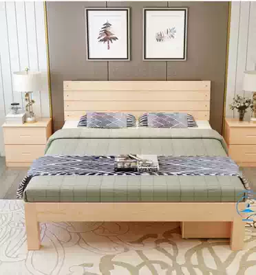 Simple solid wood bed 1 8 meters modern simple master bedroom single 1 5 meters 1 2m double bed adult bed frame economy