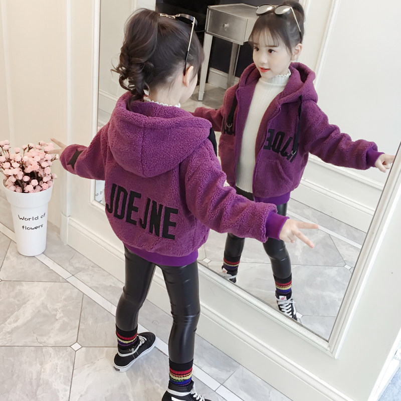 Plush thick girls autumn and winter coat baby 113223445566778 years old girl warm clothes
