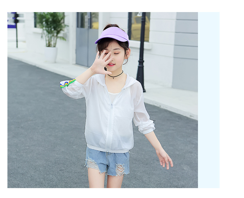 Áo chống nắng cho bé gái áo lớn 7-8 bảy 9 tám 11 chín 12 mười 13 nữ sinh tiểu học chống tia UV mỏng - Áo khoác áo khoác da bé trai