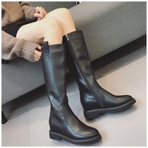 Inner height-increasing boots but the knee is thin high-heeled 2021 autumn and winter new leather Martin boots British knight boots