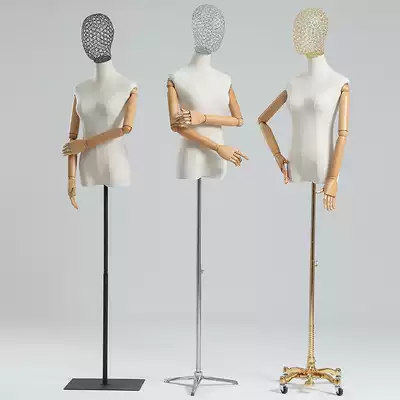 Clothing store model props female half-length cloth people's desk window clothes display high-end dummy with head model stand