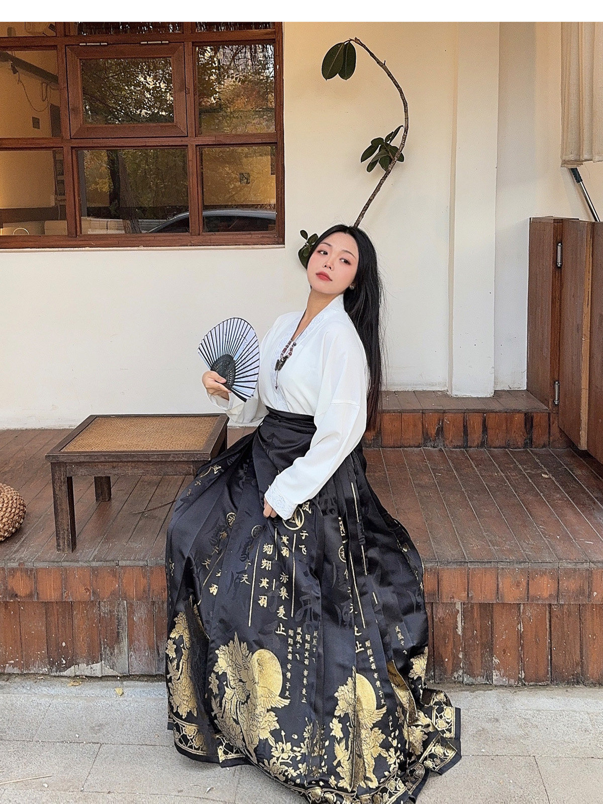 китайский костюм 梦唐记凤凰于飞原创大码汉服胖mm冬季200斤大码马面裙文字织金