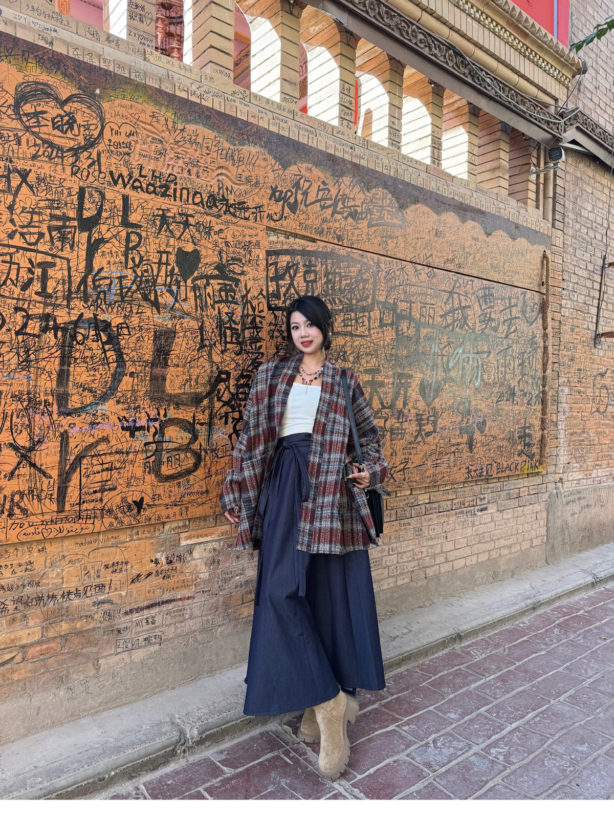 китайский костюм 梦唐记时光线条大码汉服胖mm改良高端加肥加大秋冬飞机袖八破裙