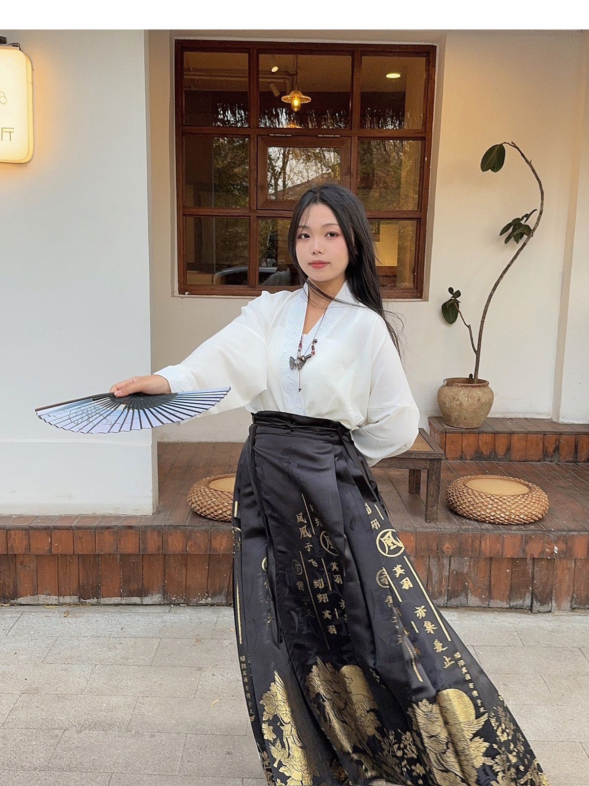 китайский костюм 梦唐记凤凰于飞原创大码汉服胖mm冬季200斤大码马面裙文字织金