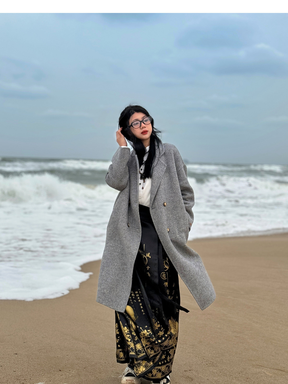 китайский костюм 梦唐记凤凰于飞原创大码汉服胖mm冬季200斤大码马面裙文字织金