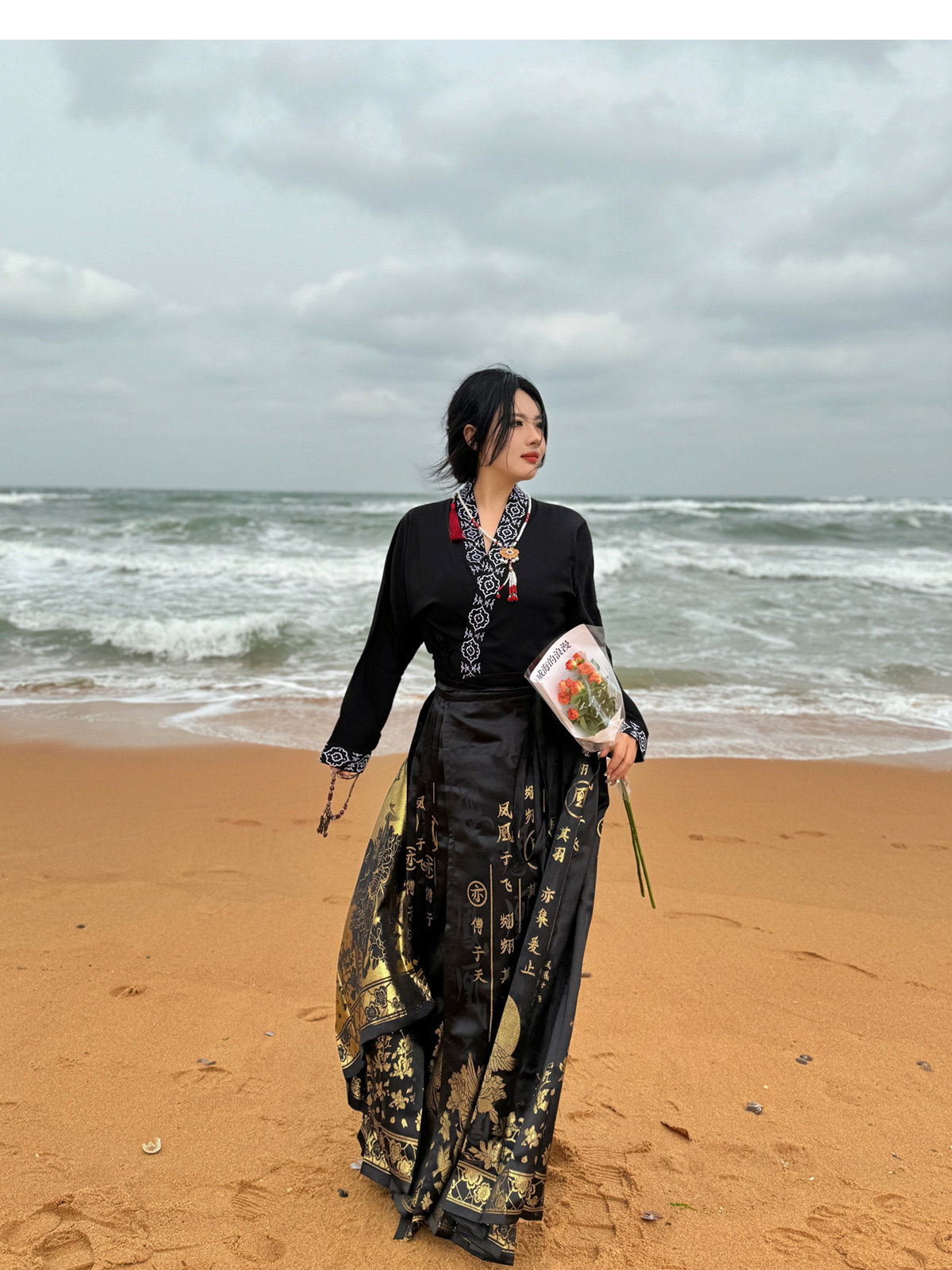 китайский костюм 梦唐记凤凰于飞原创大码汉服胖mm冬季200斤大码马面裙文字织金