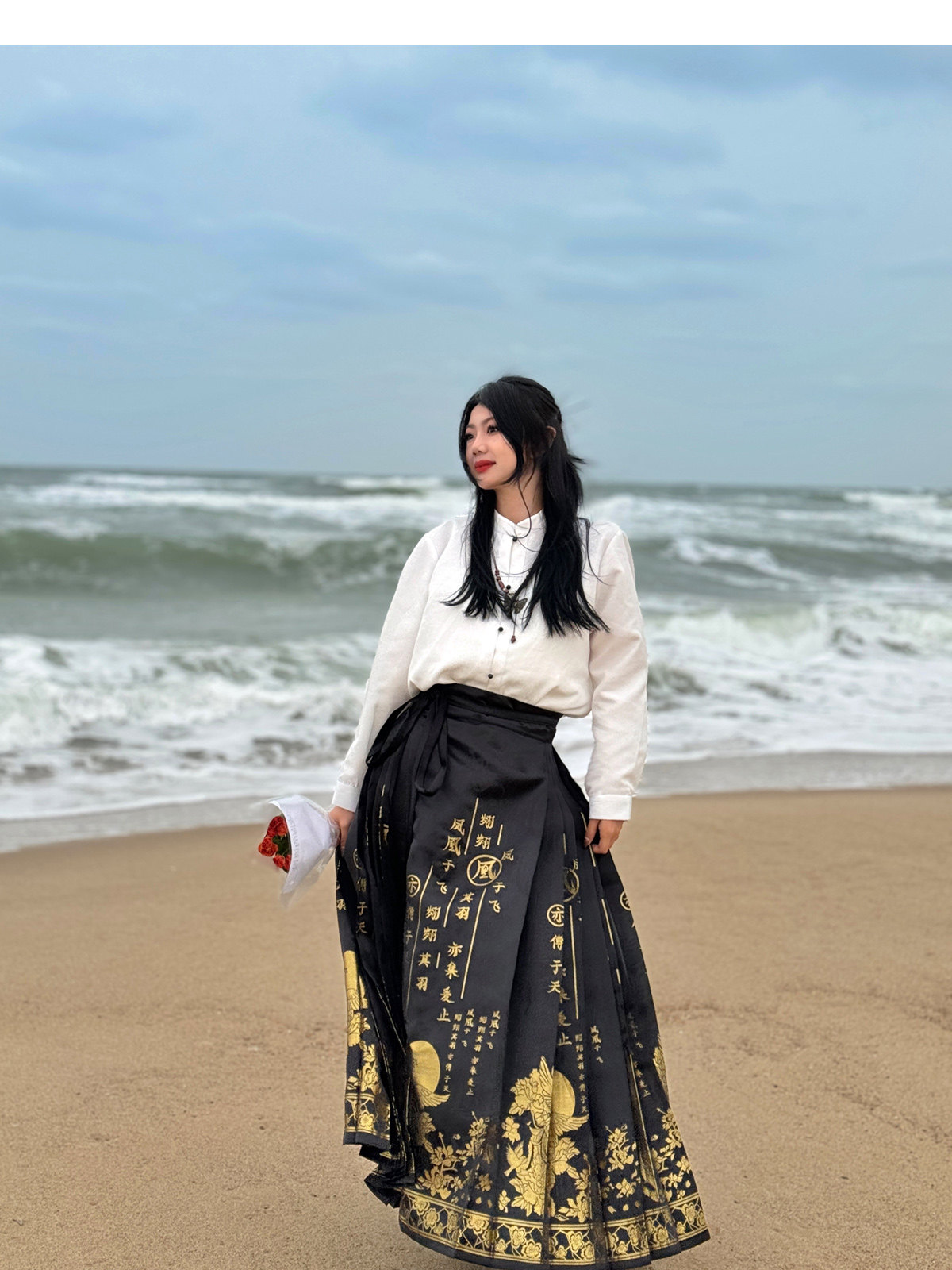 китайский костюм 梦唐记凤凰于飞原创大码汉服胖mm冬季200斤大码马面裙文字织金