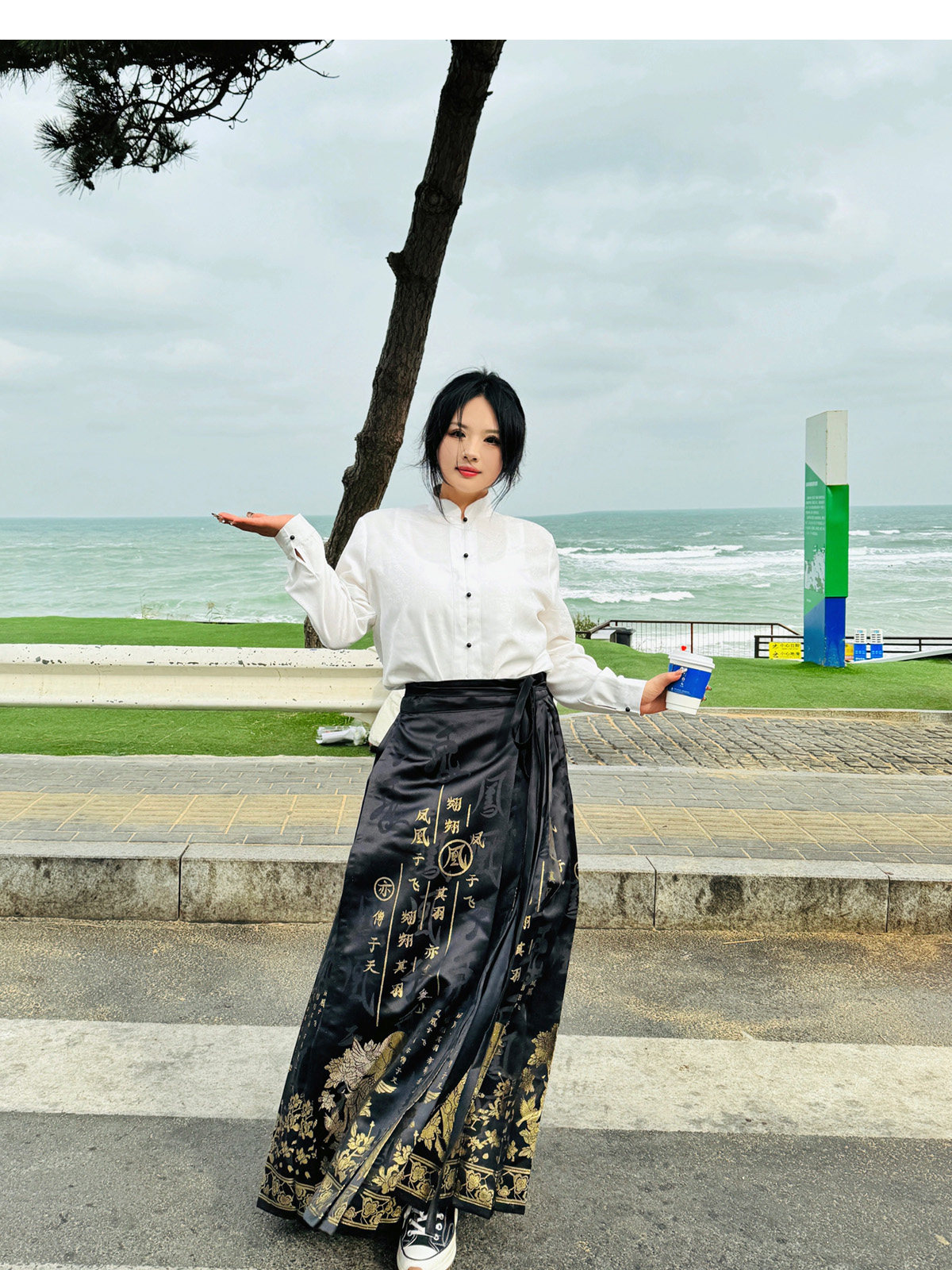 китайский костюм 梦唐记凤凰于飞原创大码汉服胖mm冬季200斤大码马面裙文字织金