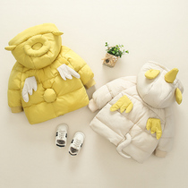 Male and female baby cotton coat jacket 0 a 1-3 years old plus velvet thick infant children shake the sound will move the small wings of cotton coat
