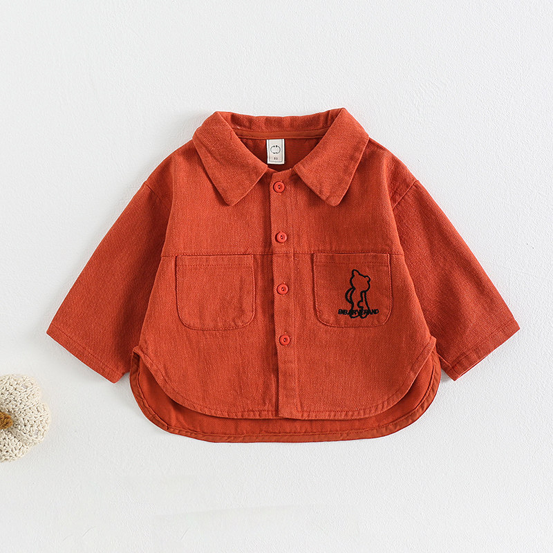 Boy Shirt Spring Autumn New Baby Han Version Autumn Clothing Blouse Jacket Boy Long Sleeve Jacket Boy Fall Cartoon Shirt