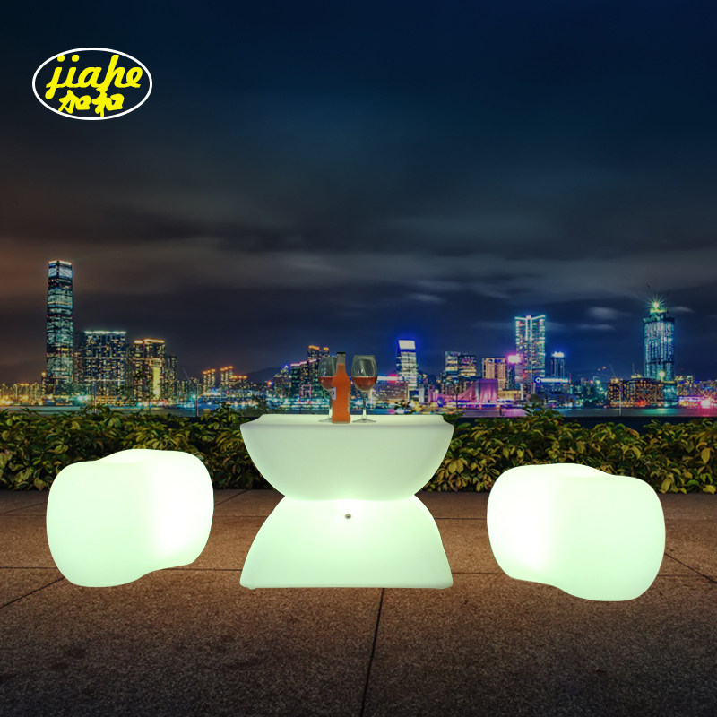 LED luminous stool round coffee table outdoor imitation stone lamp garden garden decorative lamp LED colorful bar bar table