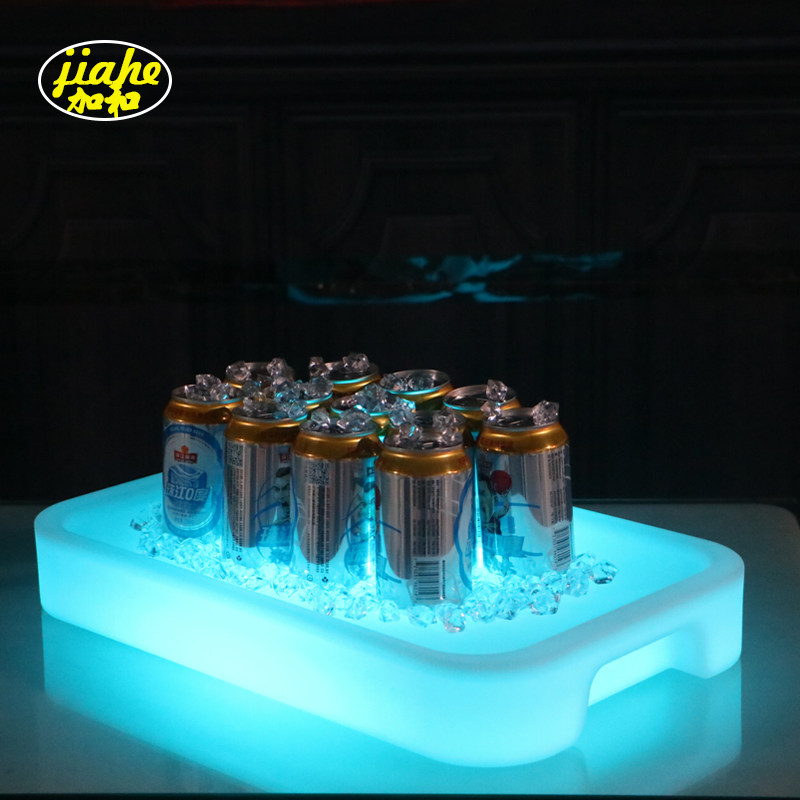 KTV creative colorful square wine plate luminous red wine tray Tea tray LED simple plastic tray round hotel tableware