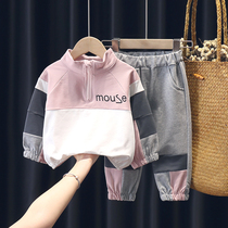 Girls spring 2021 new foreign style female baby suit spring and autumn children two-piece set sports fashionable net red children