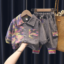 Girls spring suit 2021 new spring and autumn baby denim two-piece set net red foreign style fashionable childrens spring section