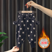 Girls velvet pants Autumn and winter wear childrens foreign corduroy pants Childrens thick cotton pants Female baby winter clothes